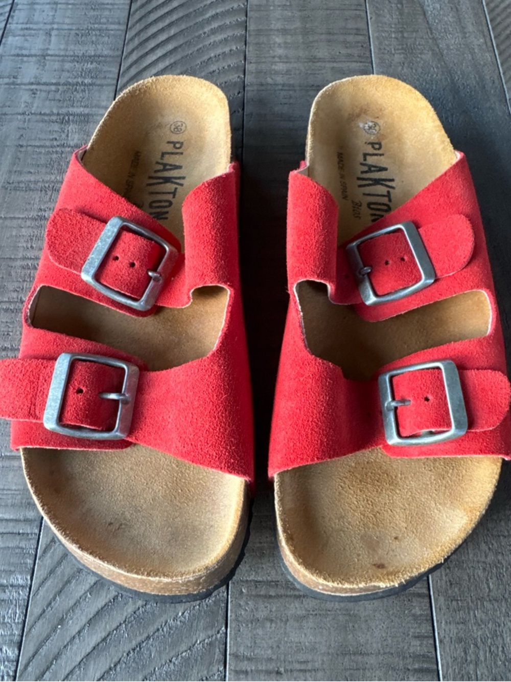 Plakton - Made in Spain Adjustable Cork Slide Suede Sandals Women's Size 38 (7) - Picture 7 of 16